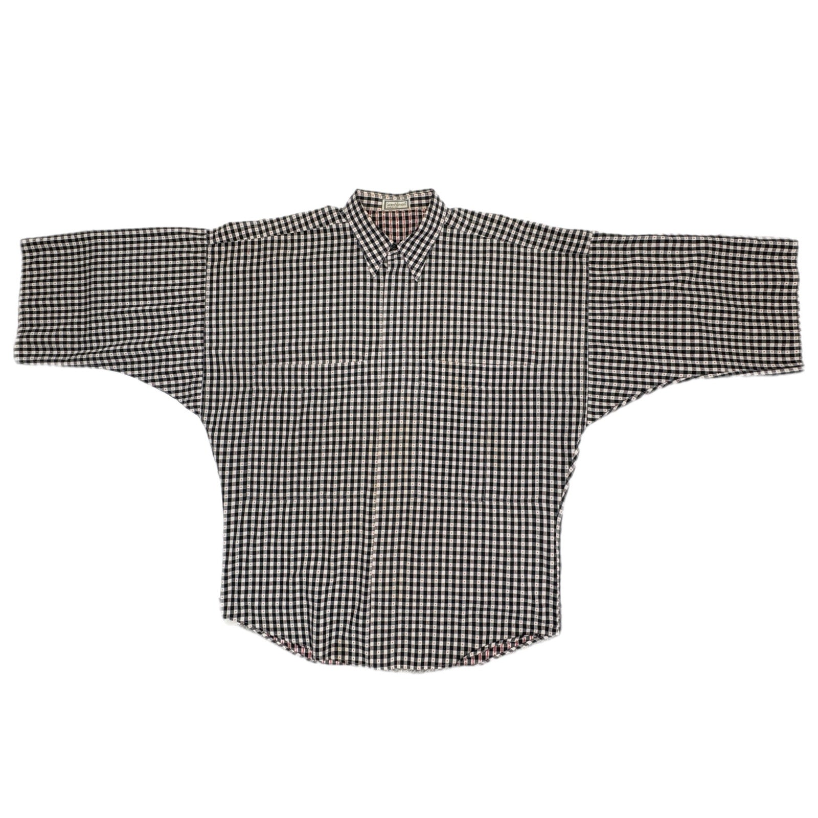 Vintage 80's Rare Gianni Versace Checkered Plaid Button Front Shirt - Men's M