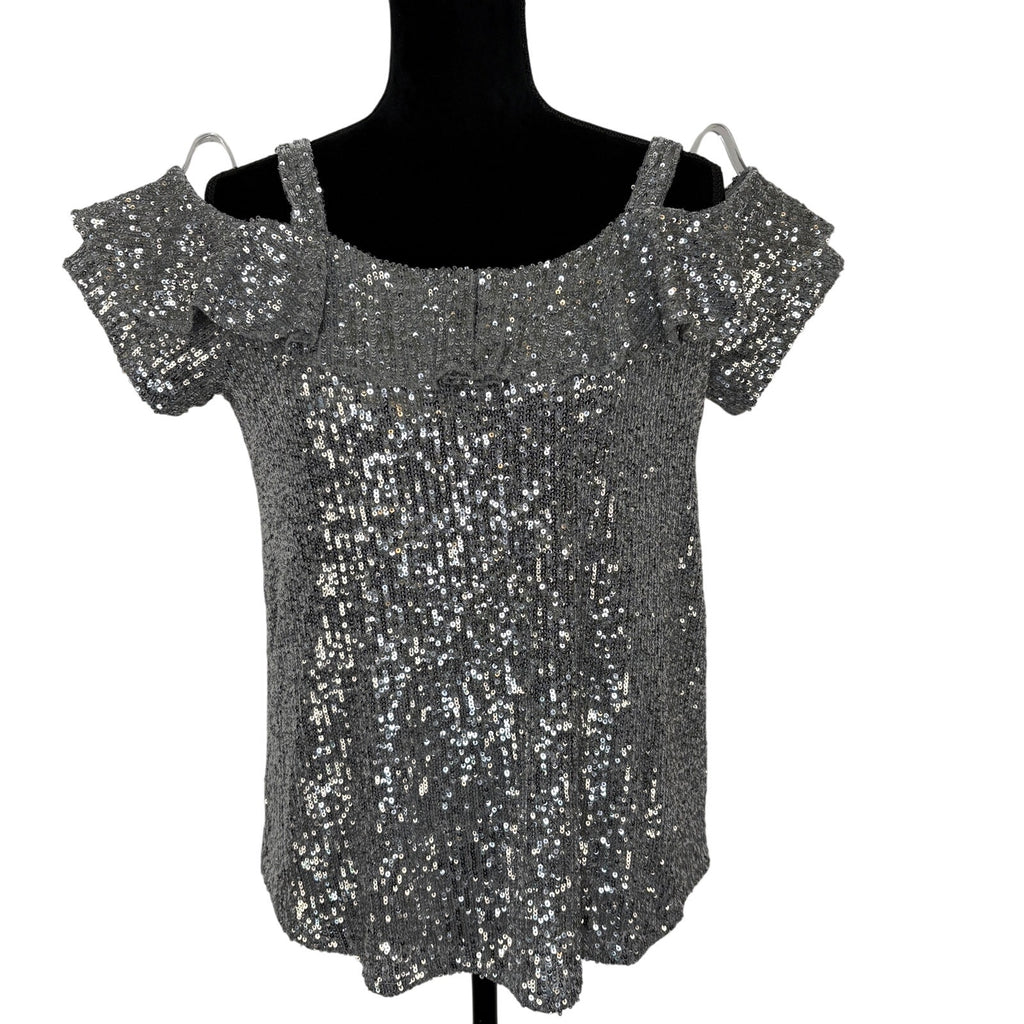 Cable & Gauge Silver Sequins Top - Women's Size M