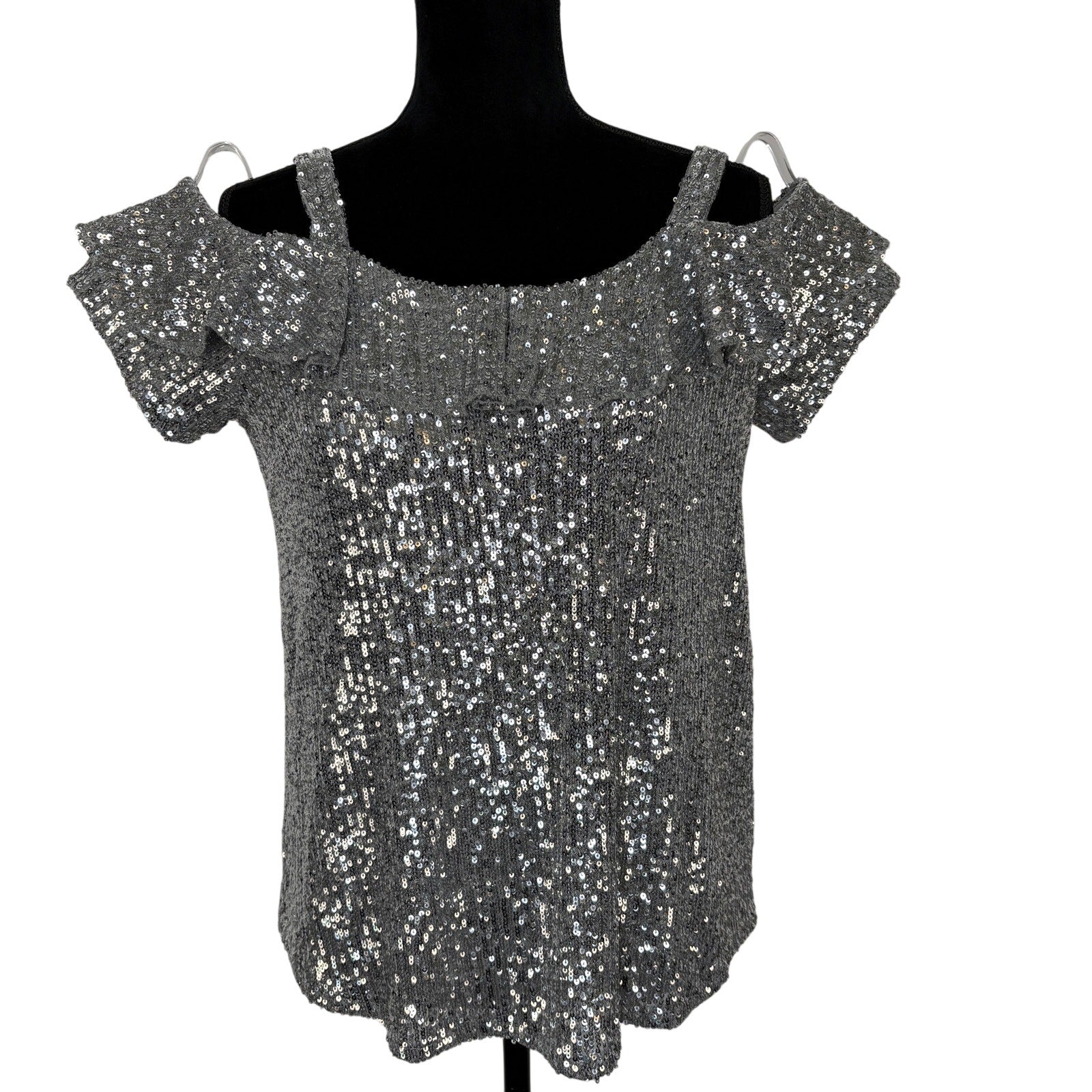 Cable & Gauge Silver Sequins Top - Women's Size M