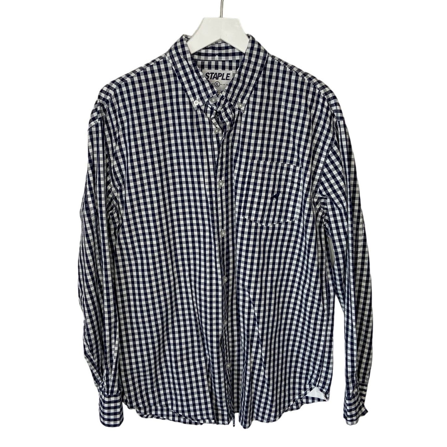 Staple Brand Blue Gingham Button Down Long Sleeve Shirt - Men's Size XL