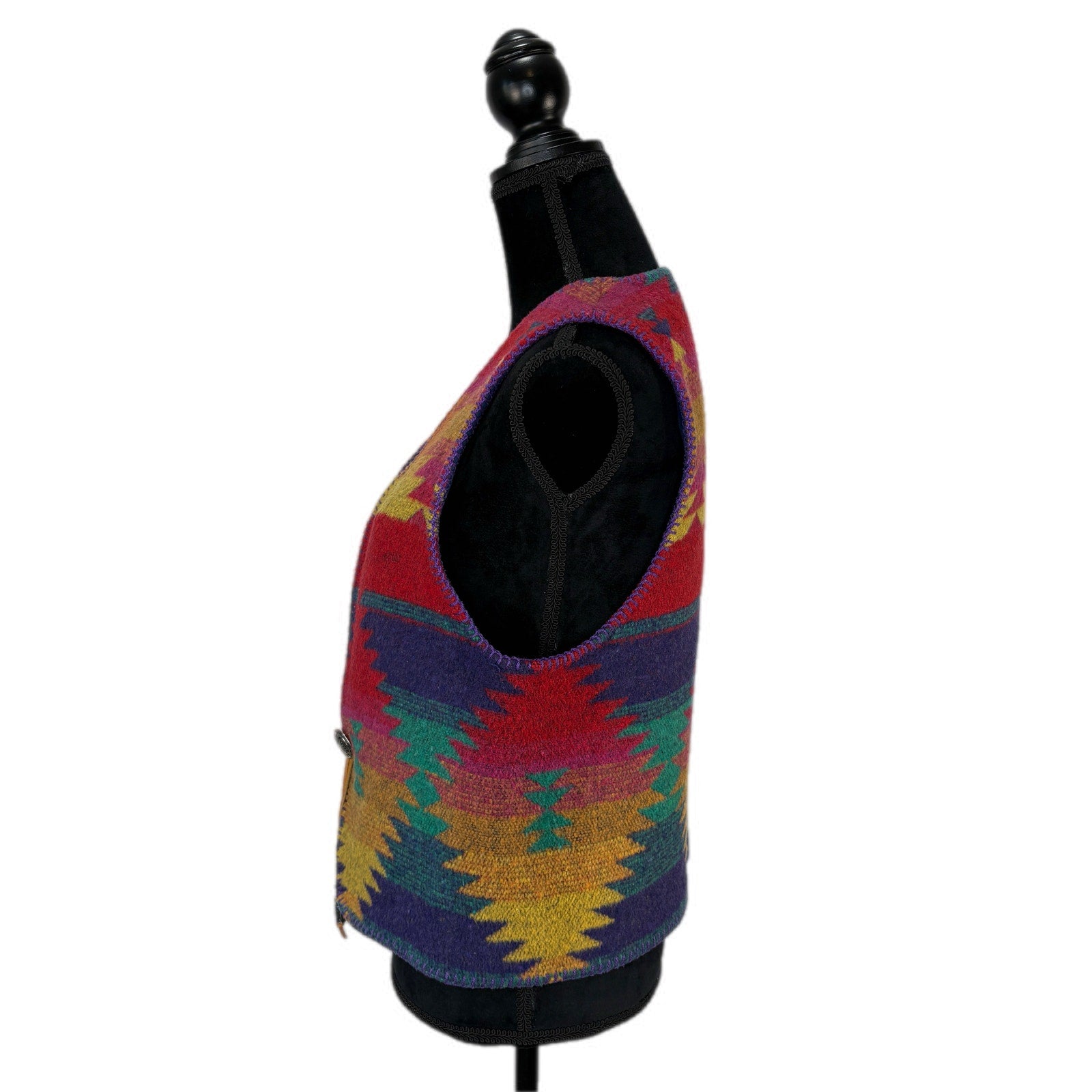 Vintage Rhonda Stark Wool Blend Southwest Pattern Vest - Women's Size M