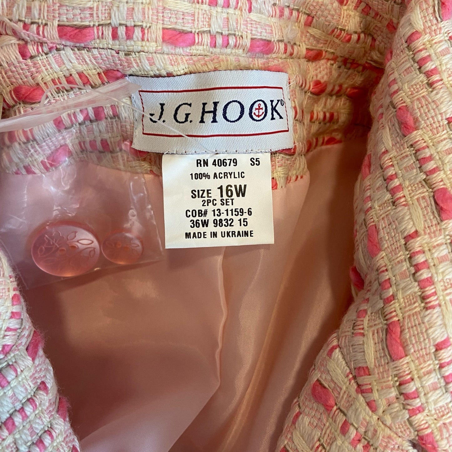 J.G. Hook Pink Textured Patterned Skirt Suit NWT - Women's Size 16W