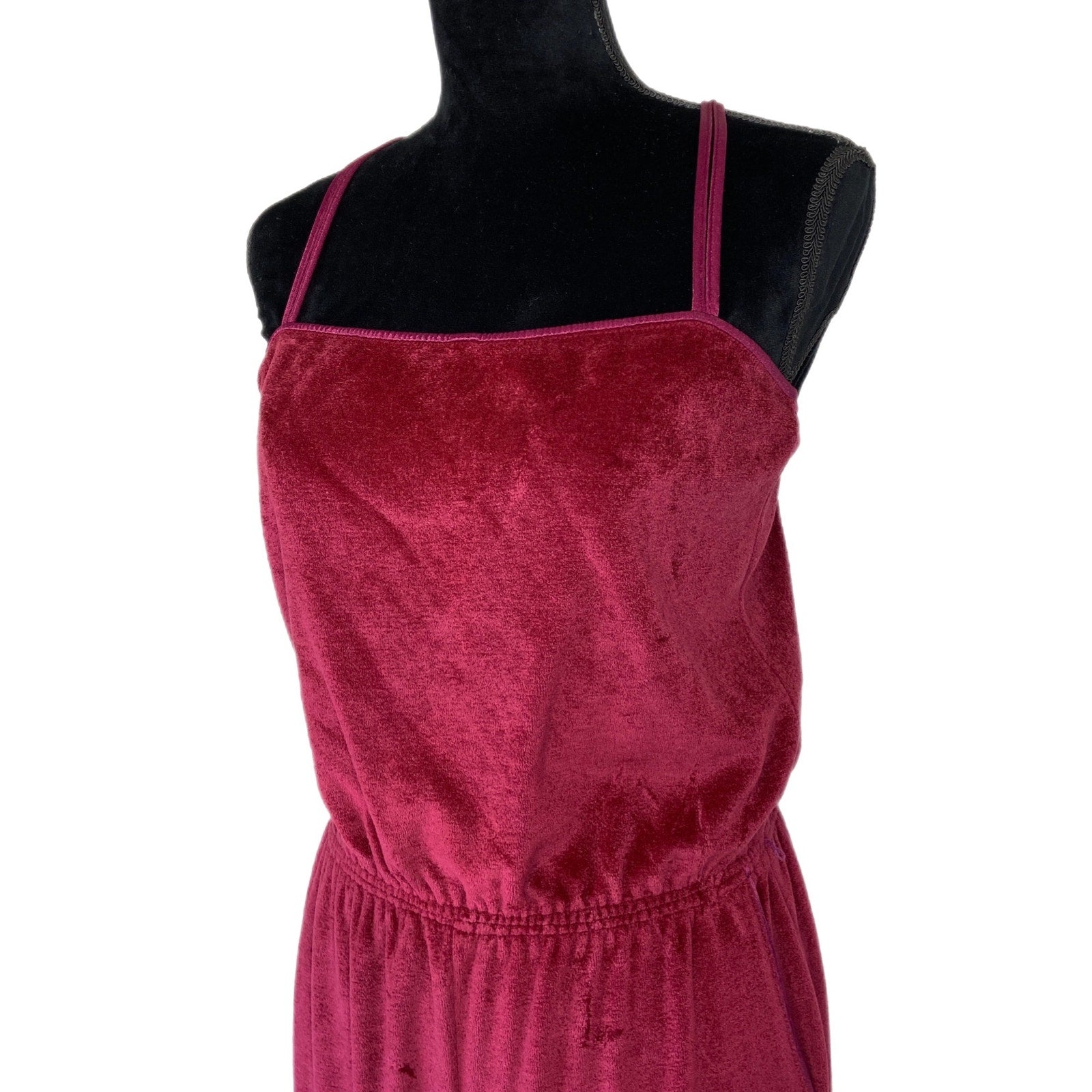Vintage Burgundy Velour Jumpsuit - Women's Size Small