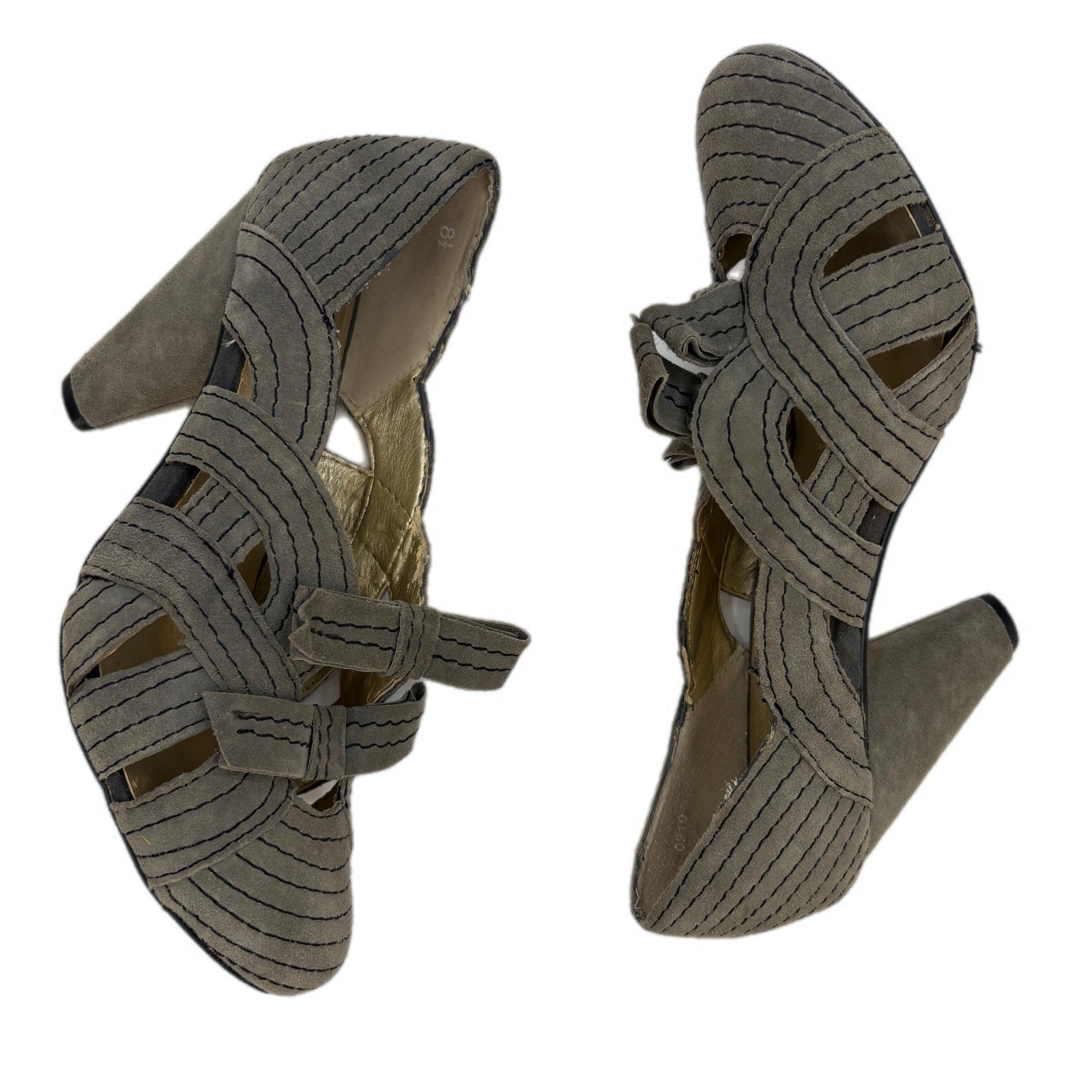 Seychelles Gray 1920's Pin-Up Style Leather Suede Pumps - Women's Size 8.5