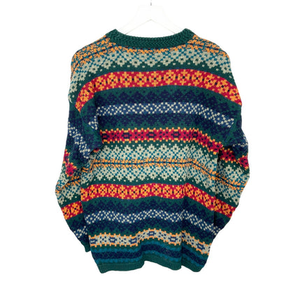 Y2K Fair Isle Heavy Cozy Crewneck Sweater - Women's Size M