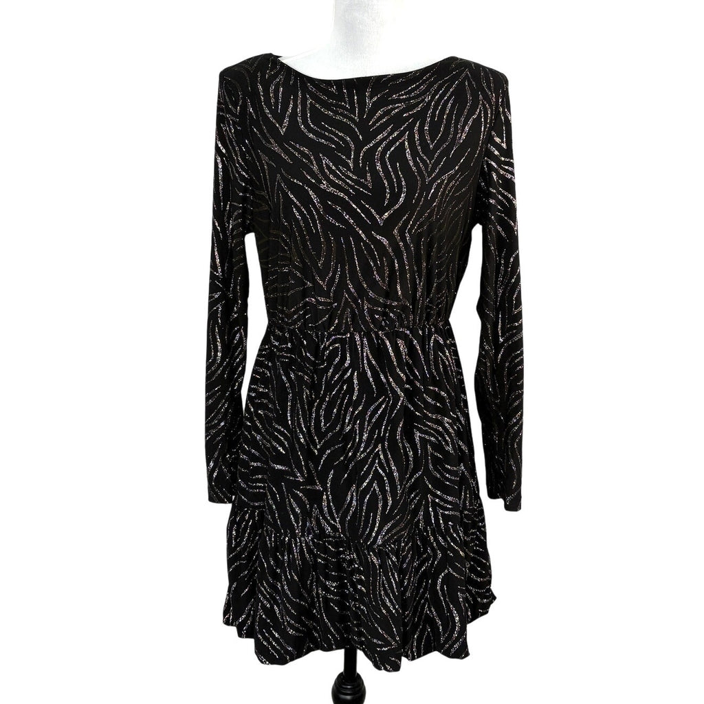 Sparkle Patterned Long Sleeve Dress - Women's Size M