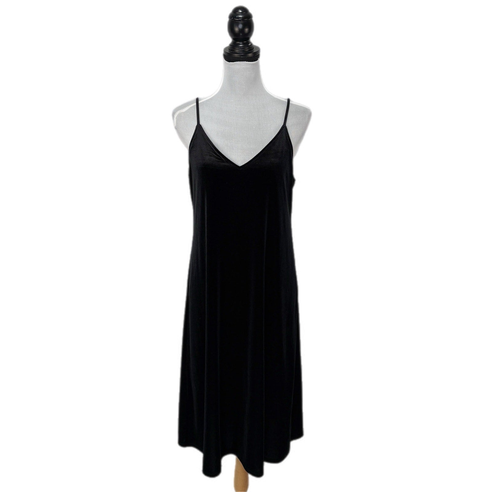 Black Velvet Stretchy Slip Dress - Women's Size S