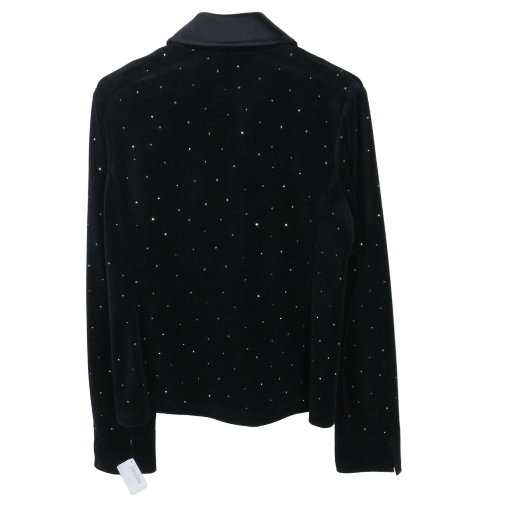 St. John Sport Rhinestone Zip Up Velvet Jacket NWT - Women's L Petite