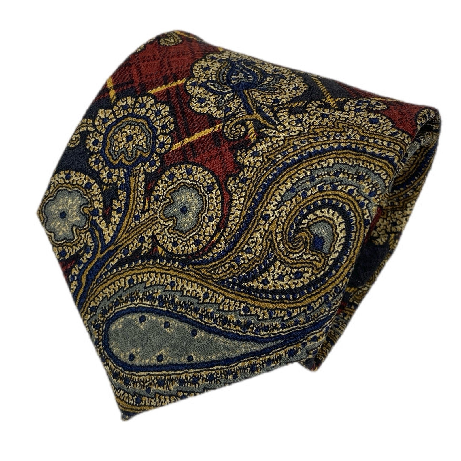 Vintage Burberrys of London Silk Plaid Paisley Men's Tie