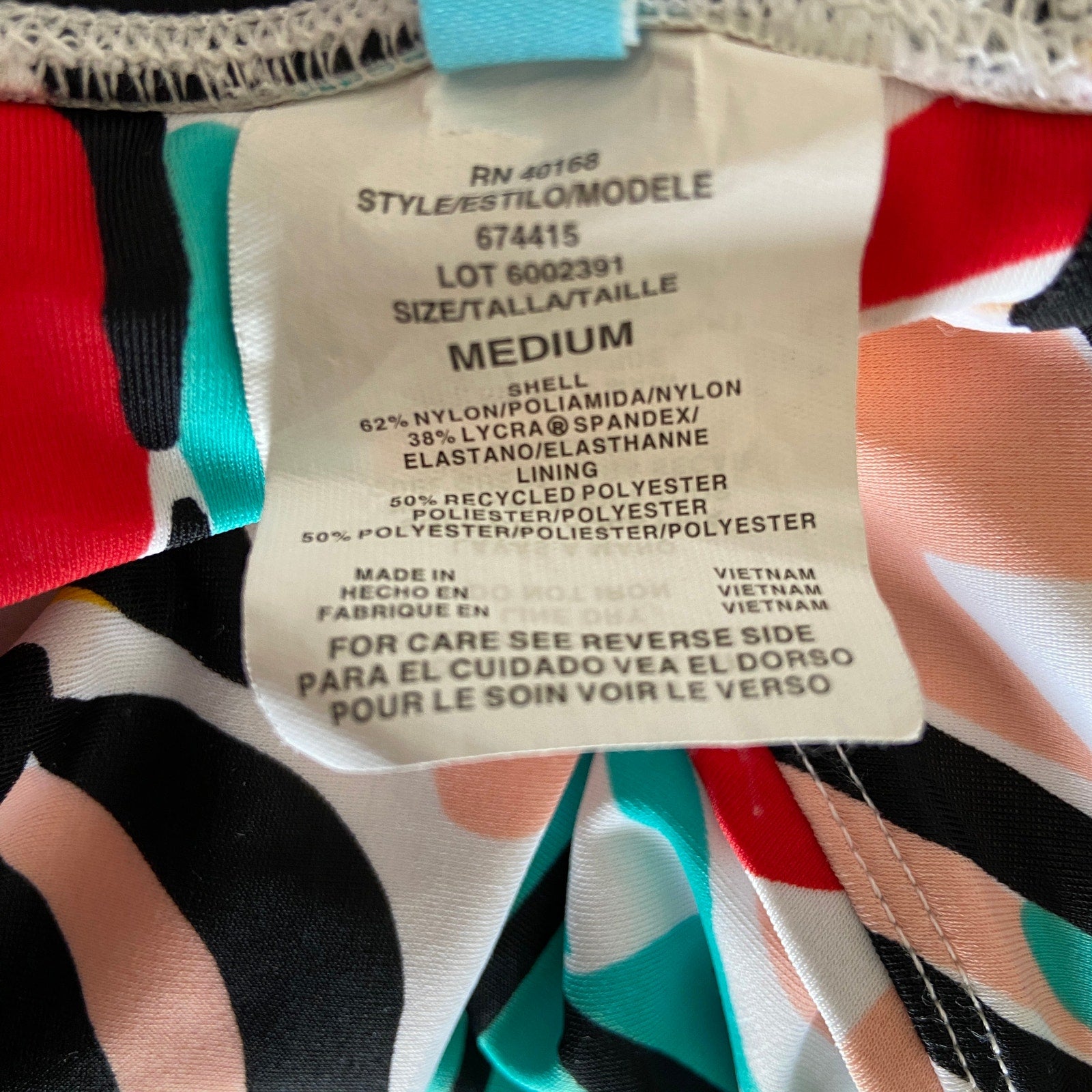 Beach Betty Bright Color Patterned Bikini Top - Women's Size M
