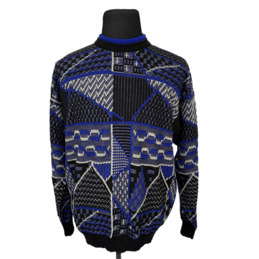 Vintage Dark Mixed Pattern Grandpa Crewneck Sweater - Men's Size XL