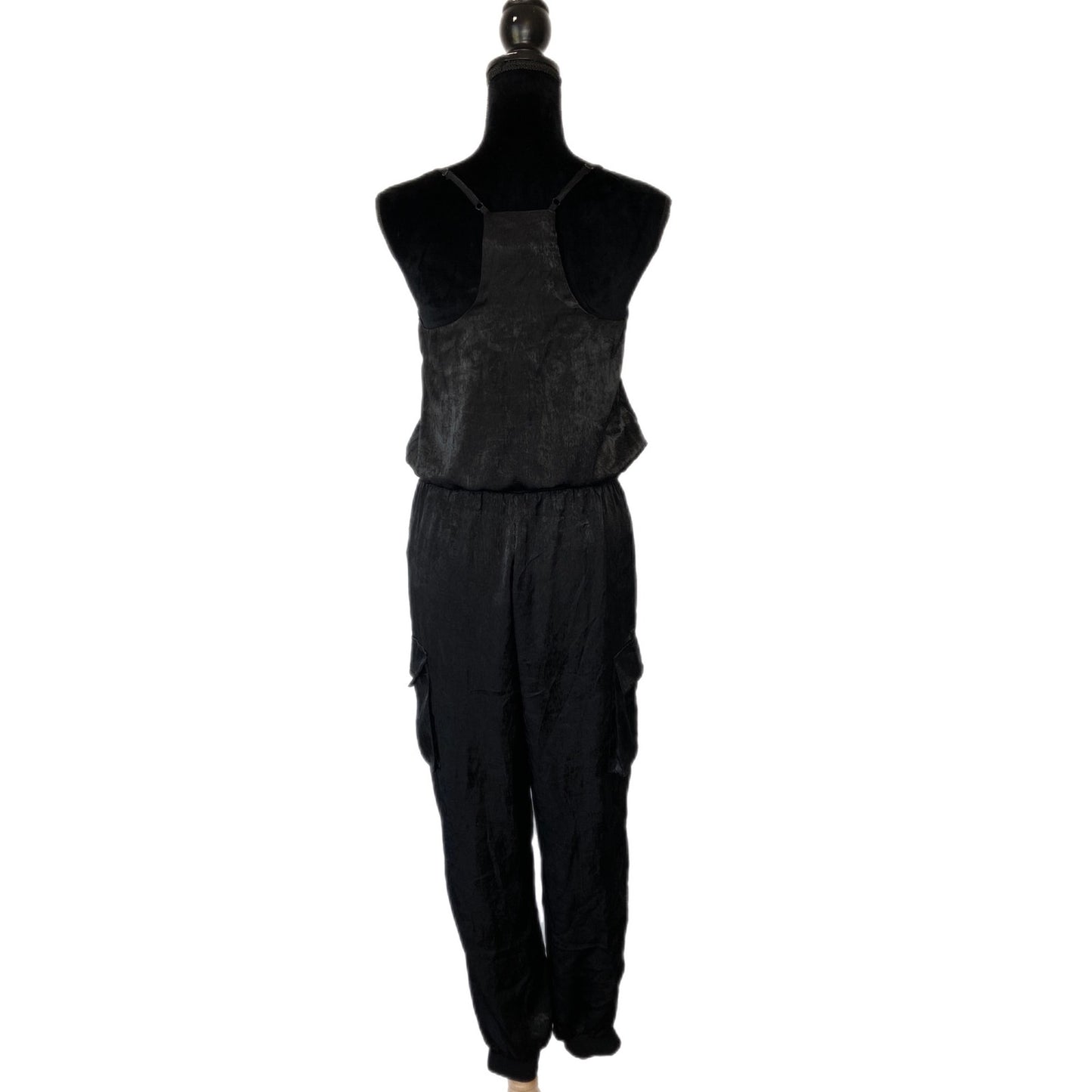 Acoa Silky Black Cargo Jumpsuit - Women's Size Small