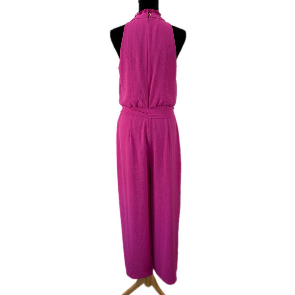 Vince Camuto Bright Pink Halter Wide Leg Jumpsuit - Women's Size 10