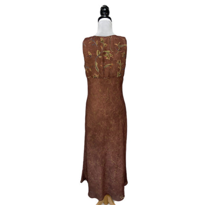 Y2K Brown Floral Maxi Dress - Women's Size M