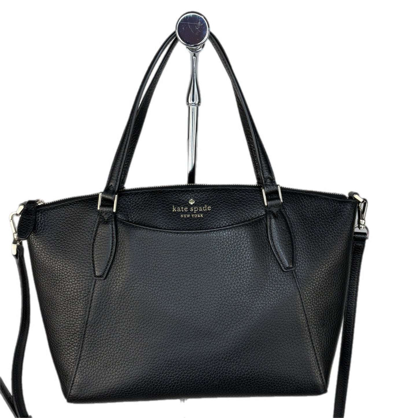 Kate Spade New York Monica Black Pebbled Leather Satchel Bag Crossbody Purse