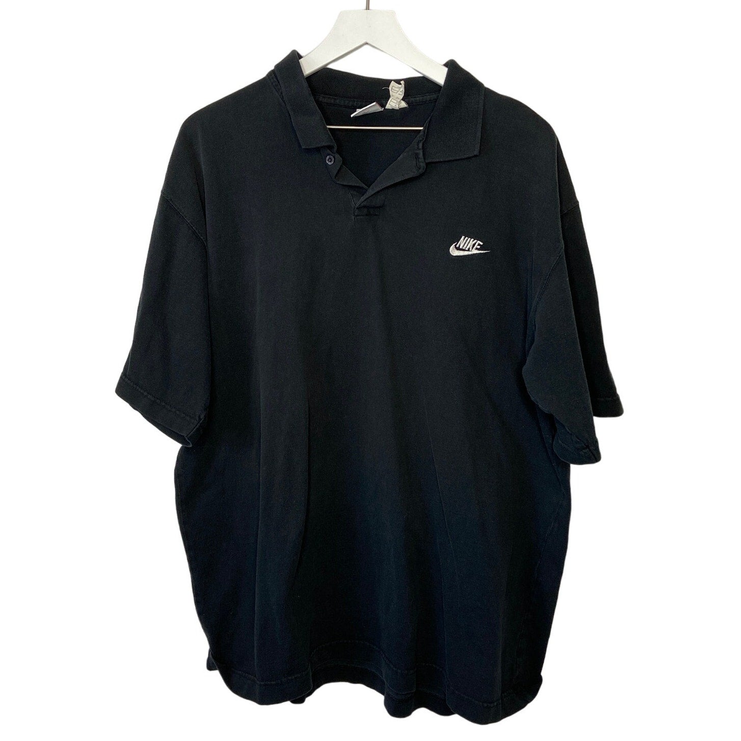 Vintage Nike Gray Tag Faded Black Short Sleeve Polo Shirt - Men's Size XL