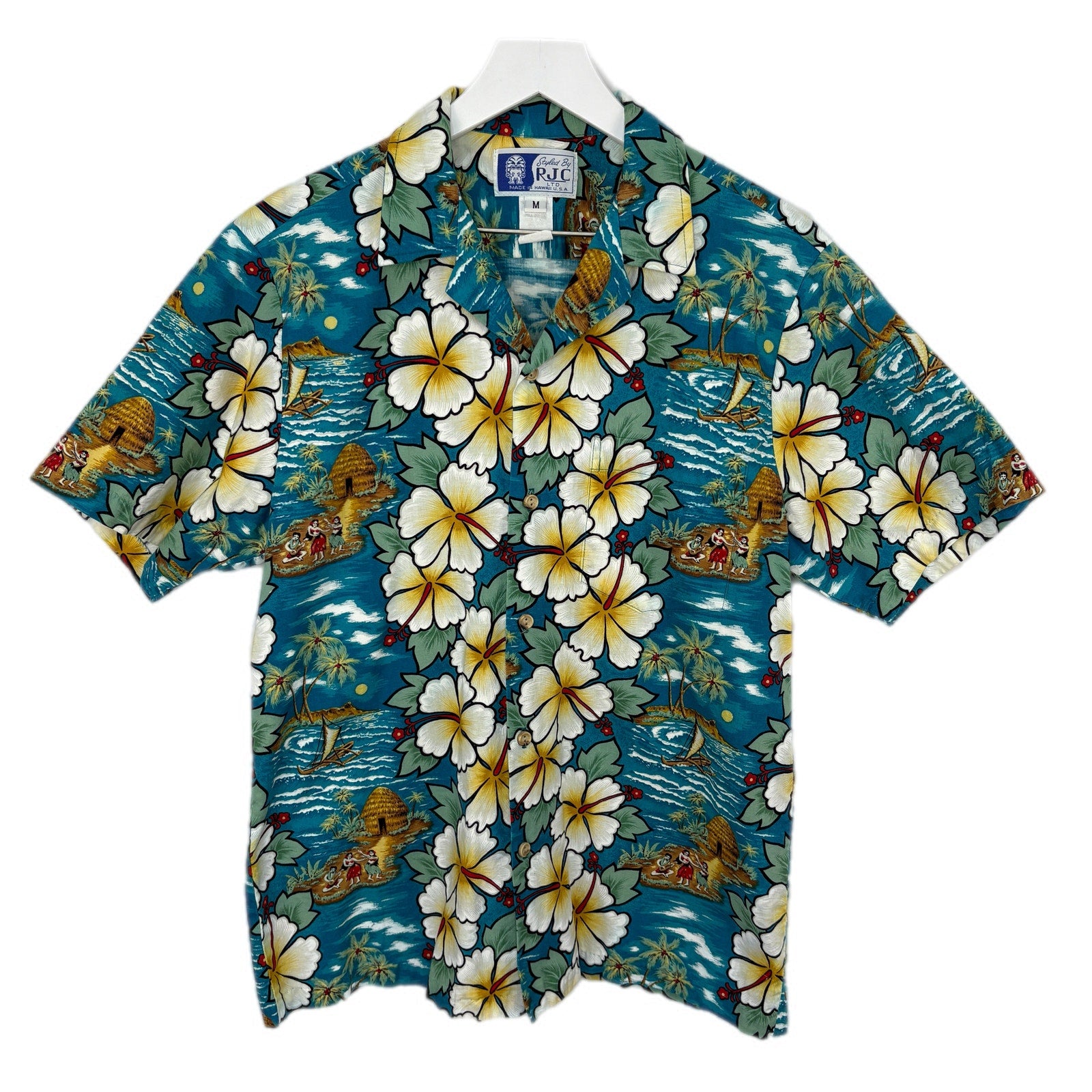 Vintage Hula Girls Hawaiian Shirt Made in USA - Men's Size M