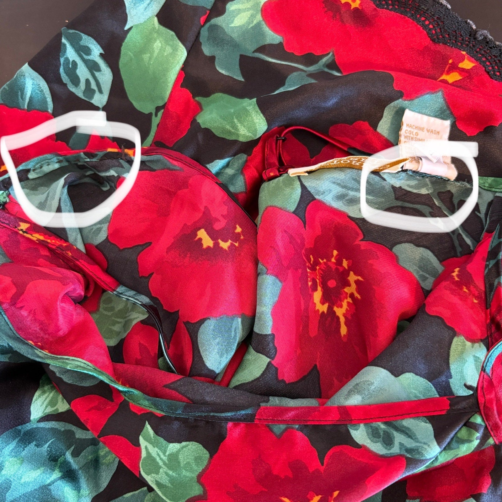 Vintage Victoria's Secret Red Floral Lace Trim Nightie - Women's Size M