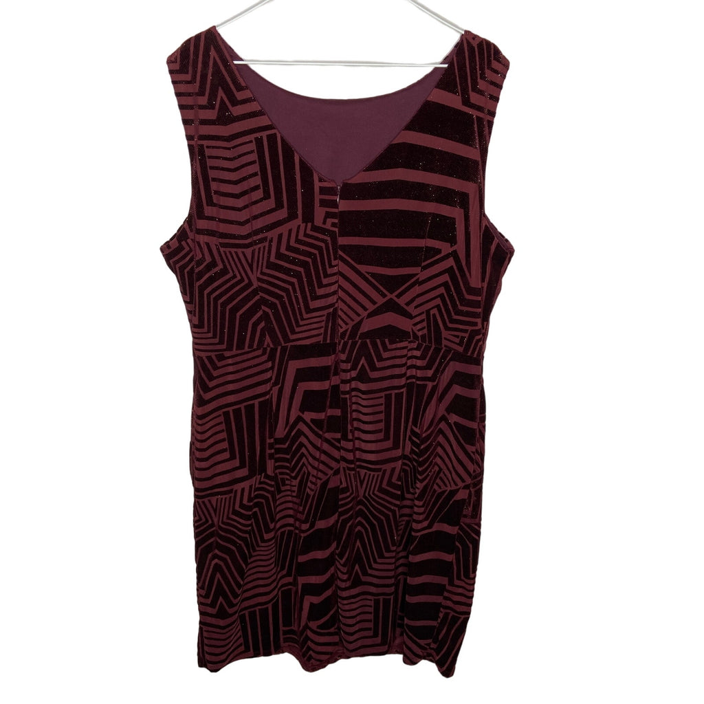 Scarlett Burgundy Sparkle Velour Pattern Dress - Women's Plus Size 18W