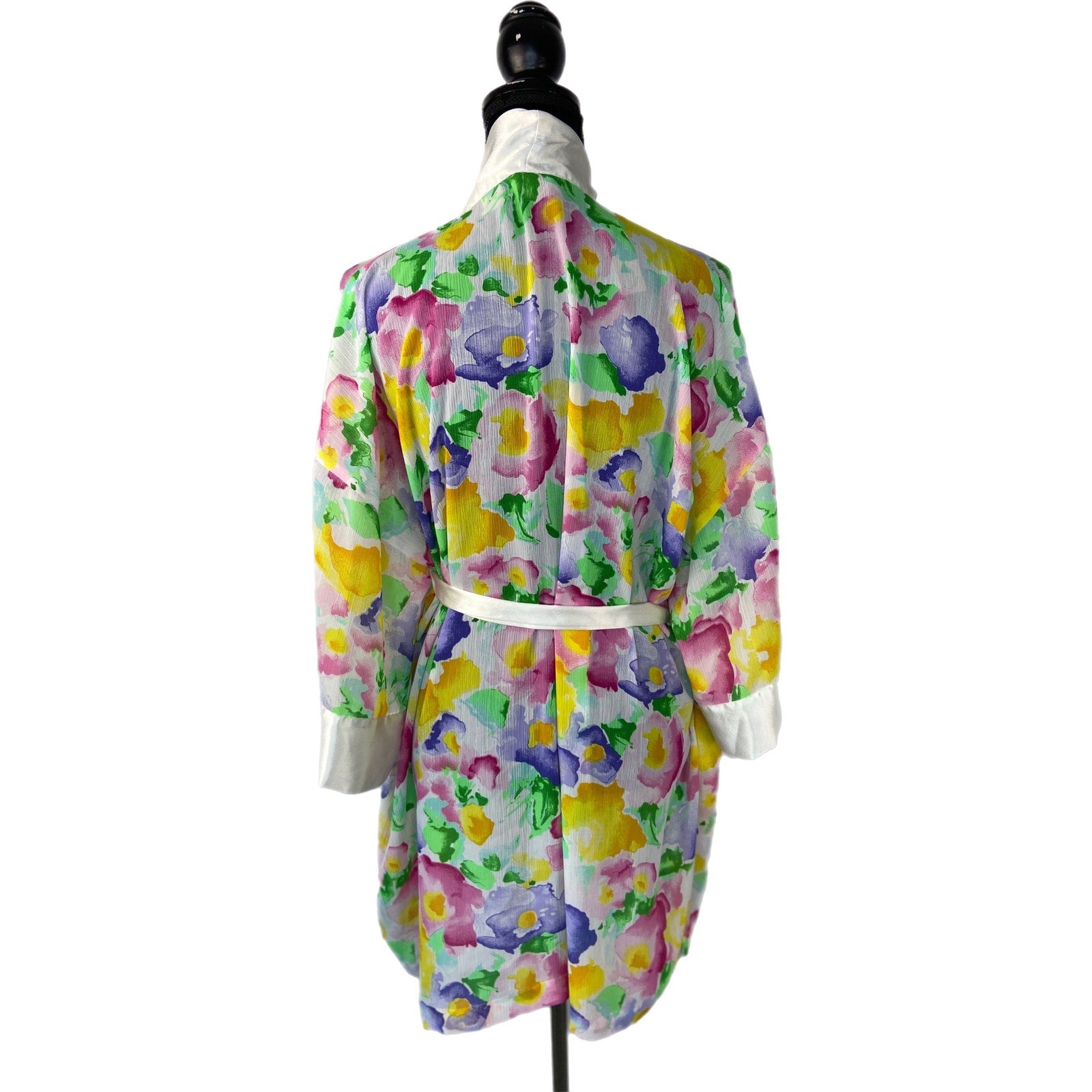 Vintage Victoria's Secret Gold Label Watercolor Floral Sheer Kimono Robe - Women