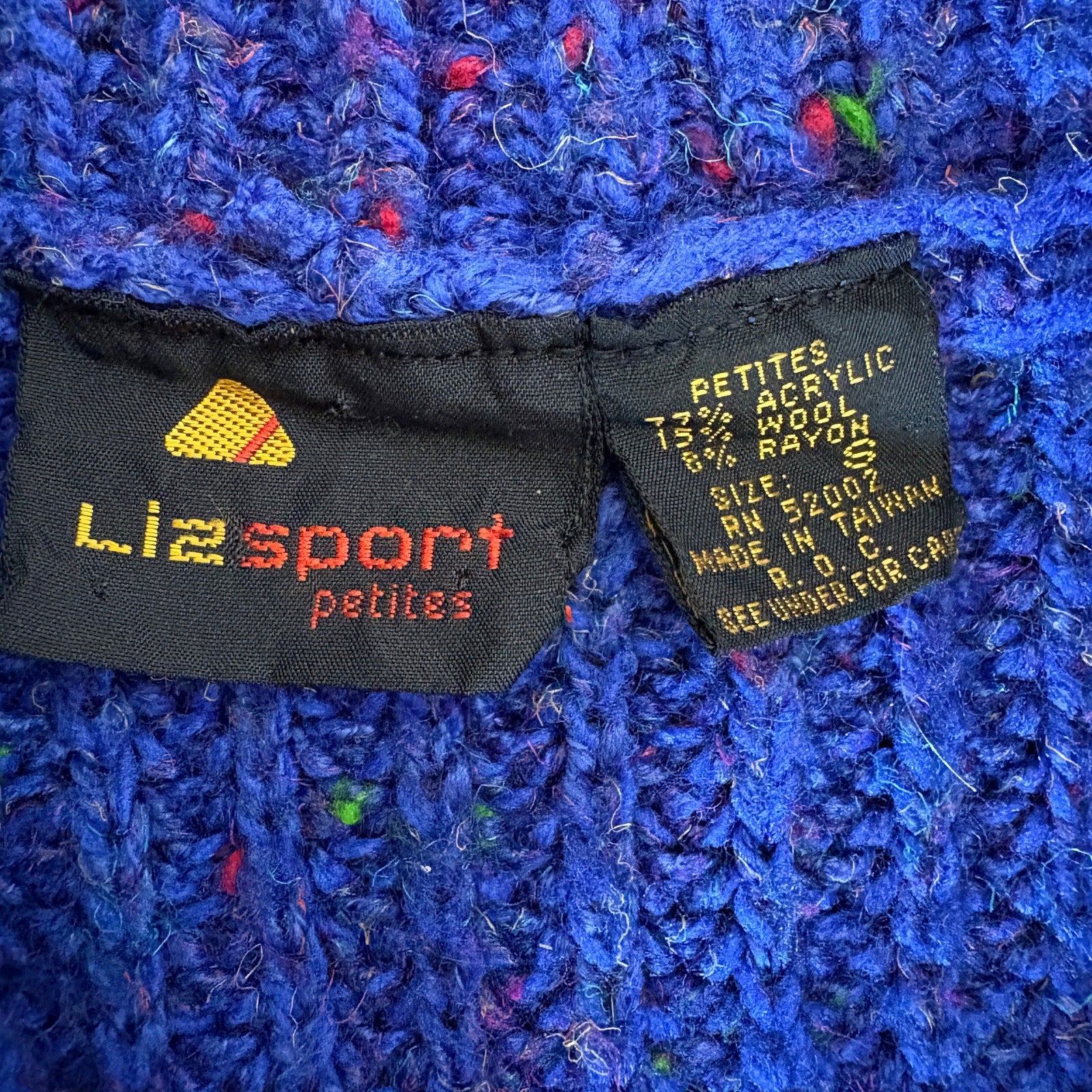 Vintage Blue Confetti Pattern Cowl Neck Sweater - Women's Size S