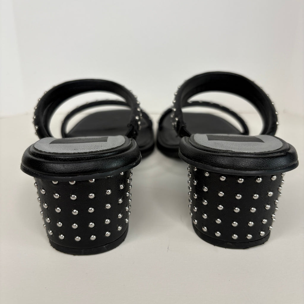Dolce Vita Studded Black Slip On Square Toe Heeled Sandals - Women's Size 6.5