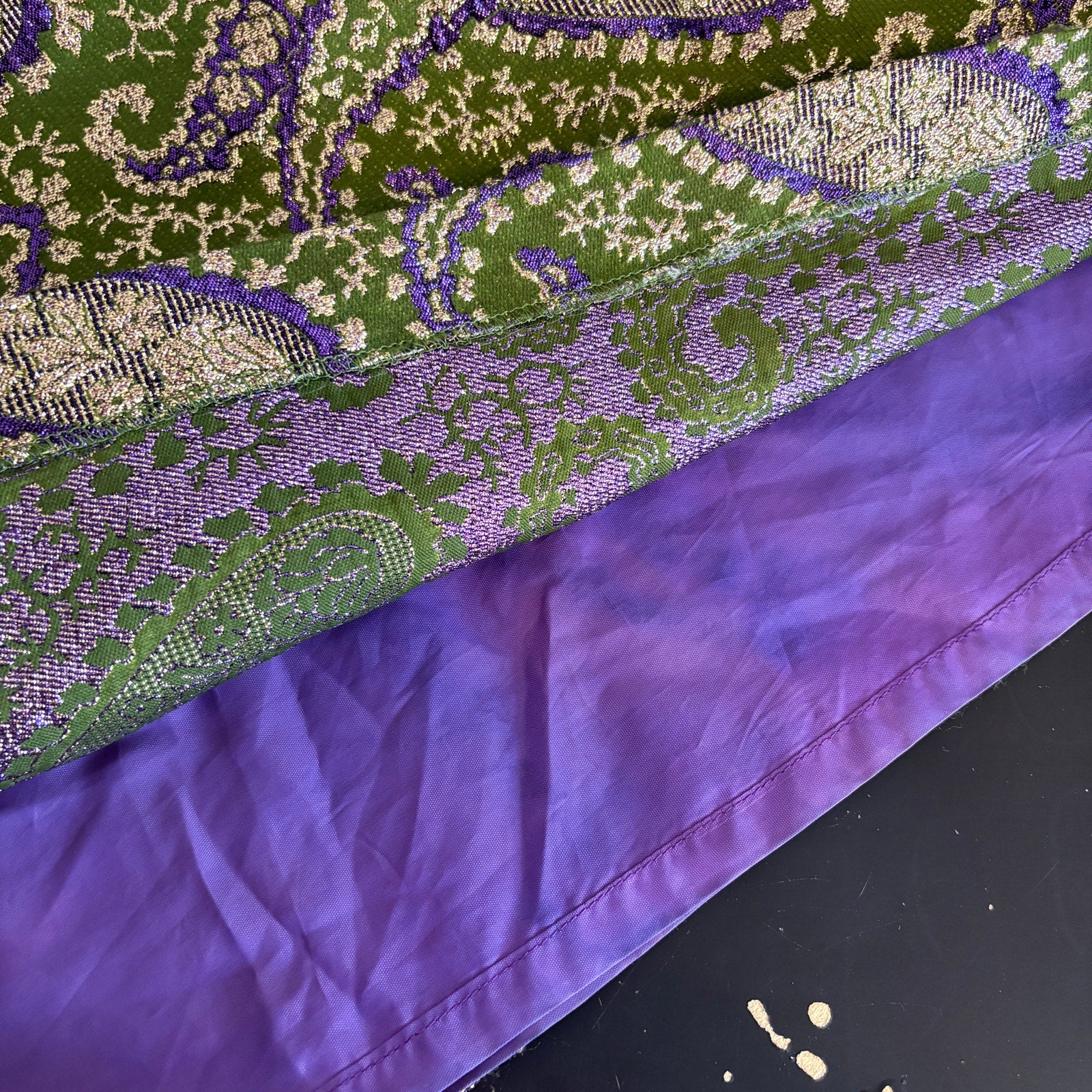 Vintage 60s Malihini Green Gold Embroidered Long Sleeveless Dress - Women's 8