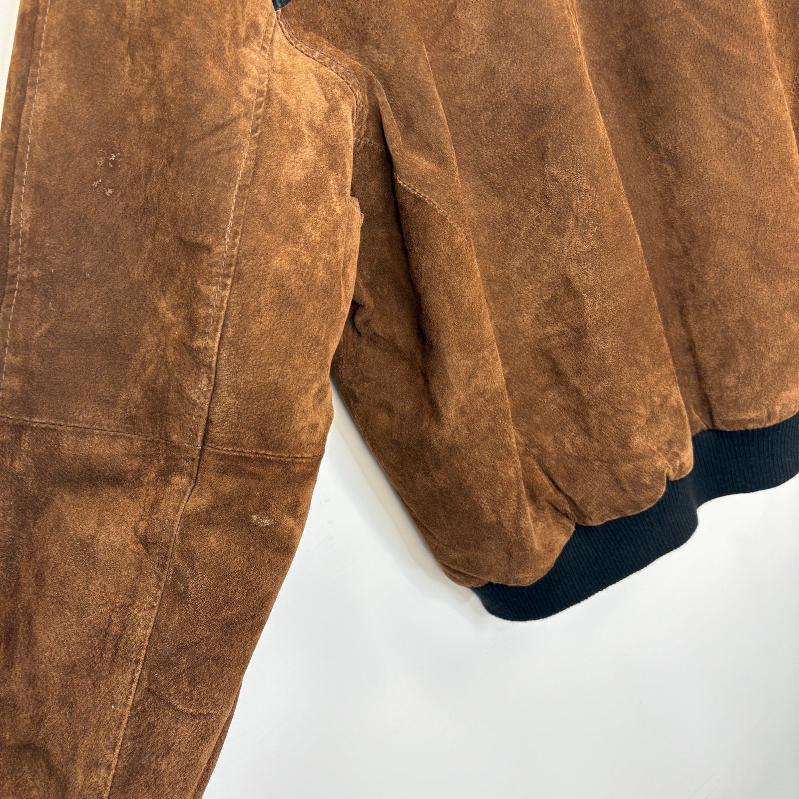 Vintage Leather Brand Two Tone Suede Geo Pattern Stripe Jacket - Men's Size XL