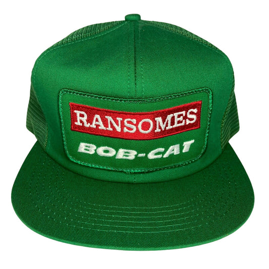 Vintage K Products Ransomes Bob-Cat Embroidered Patch Mesh Snapback Trucker Hat