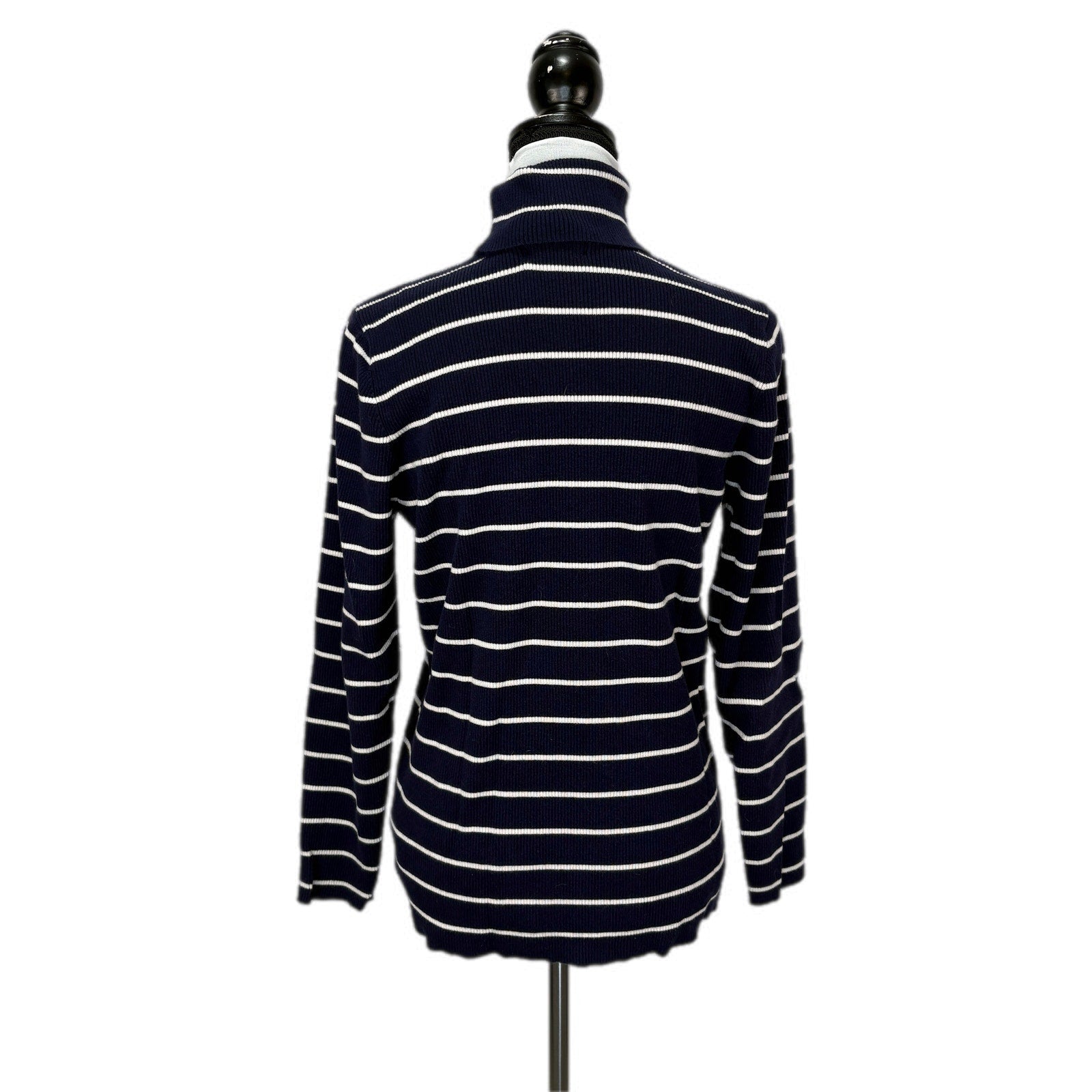 Ralph Lauren Navy Blue White Stipe Turtleneck - Women's Size 2X