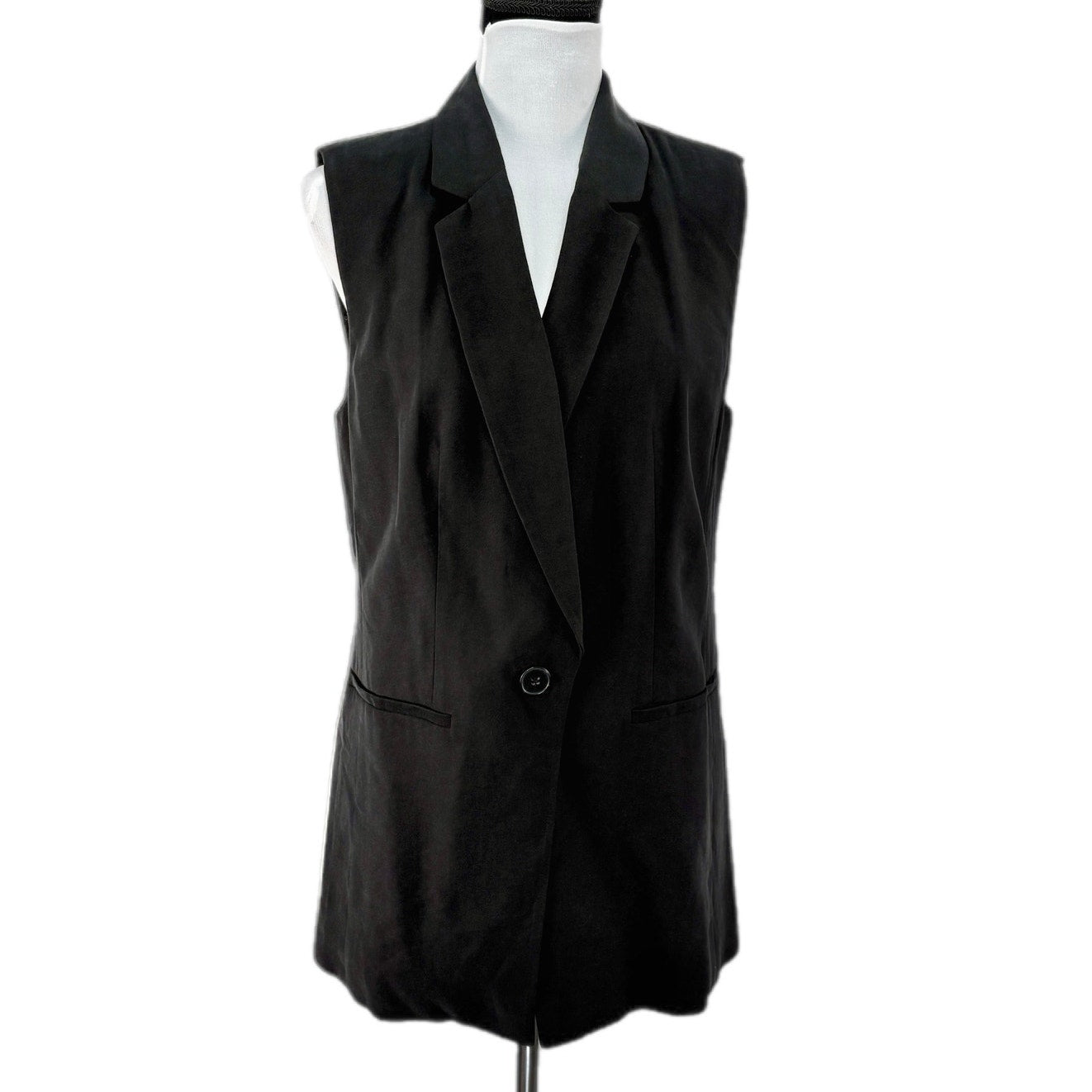 Simply Vera Vera Wang Black Sleeveless Blazer Vest - Women's Size M