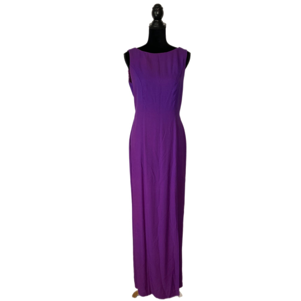 Vintage Purple Sparkle Bead Detailed Long Formal Dress Union Made - Women's 9/10