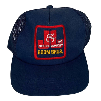 Vintage Boom Bros J&L Roofing Embroidered Mesh Snapback Trucker Hat Made in USA