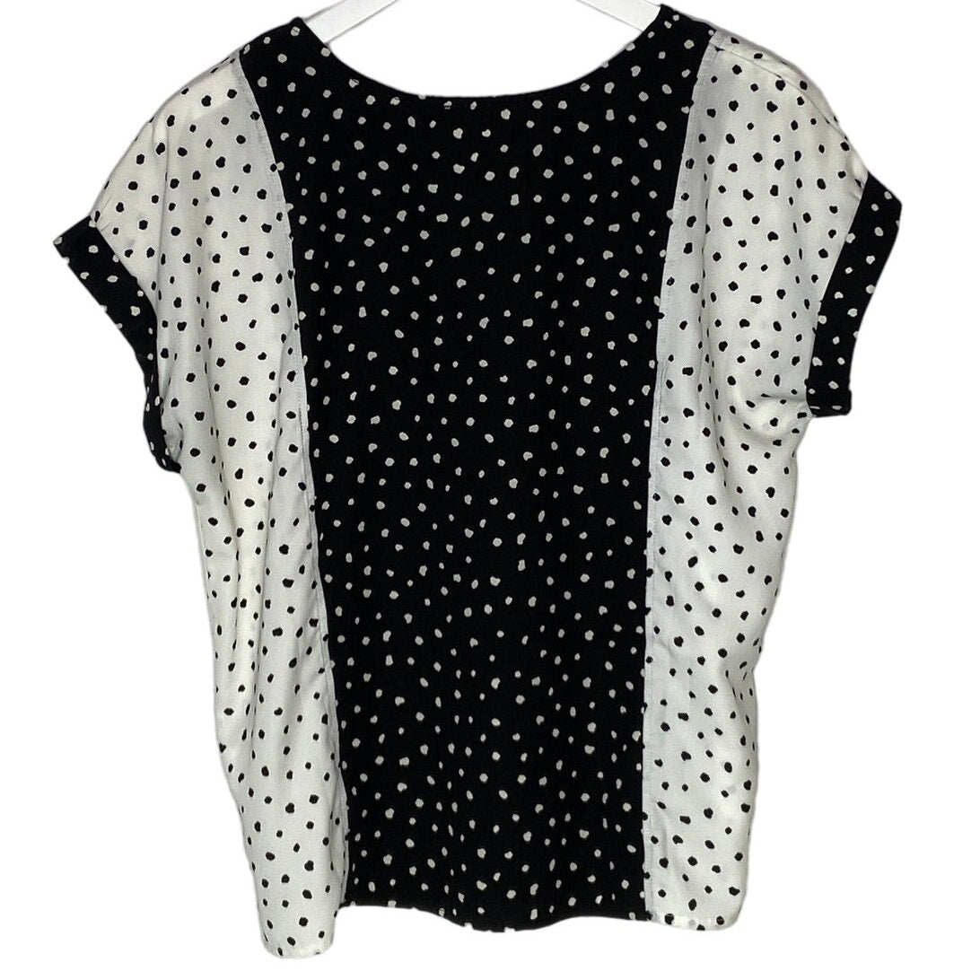 Oversized W5 Black White Distorted Dots Pullover Top - Women's Size Small