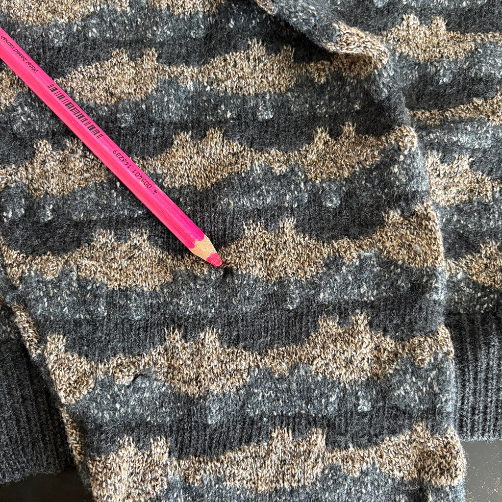 Vintage Texture Stripe Grandpa Sweater Made in Canada - Men's Size L