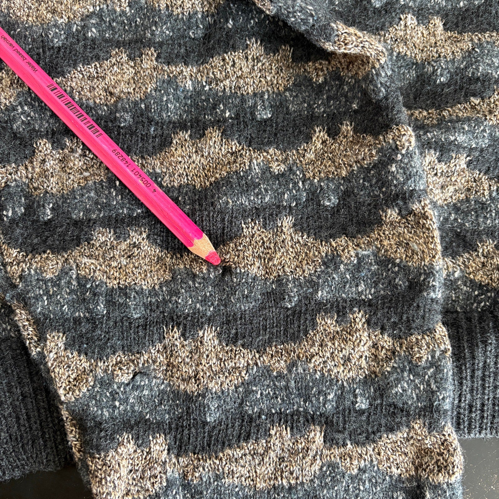 Vintage Texture Stripe Grandpa Sweater Made in Canada - Men's Size L