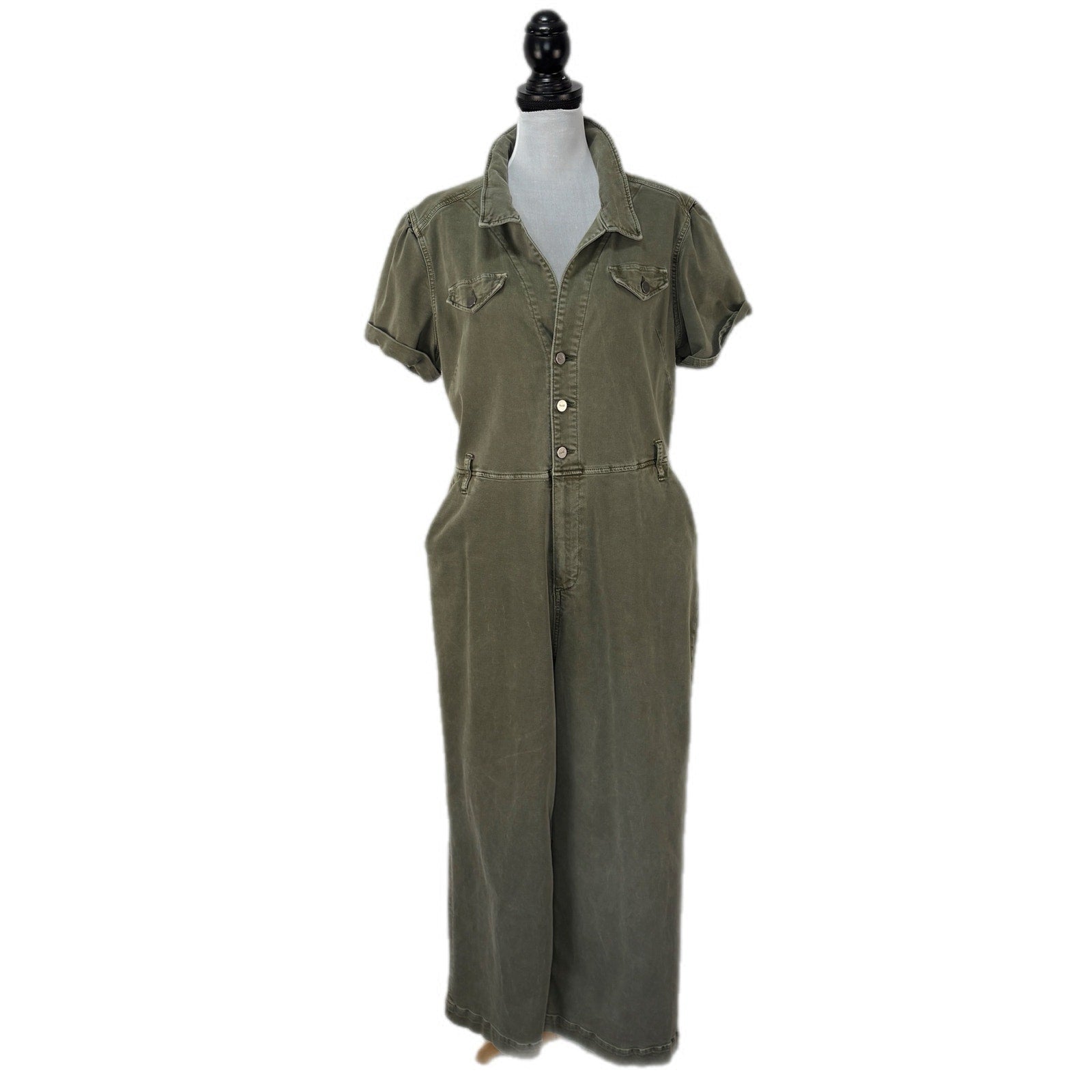 Paige Green Crop Overalls - Women's Size 14