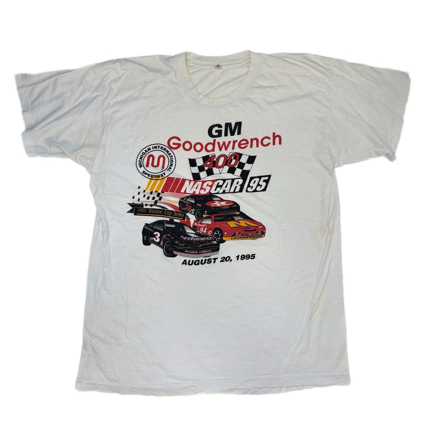 Vintage Screen Stars MIS Nascar GM Goodwrench 400 8/20/95 Single Stitch T Shirt Adult XL