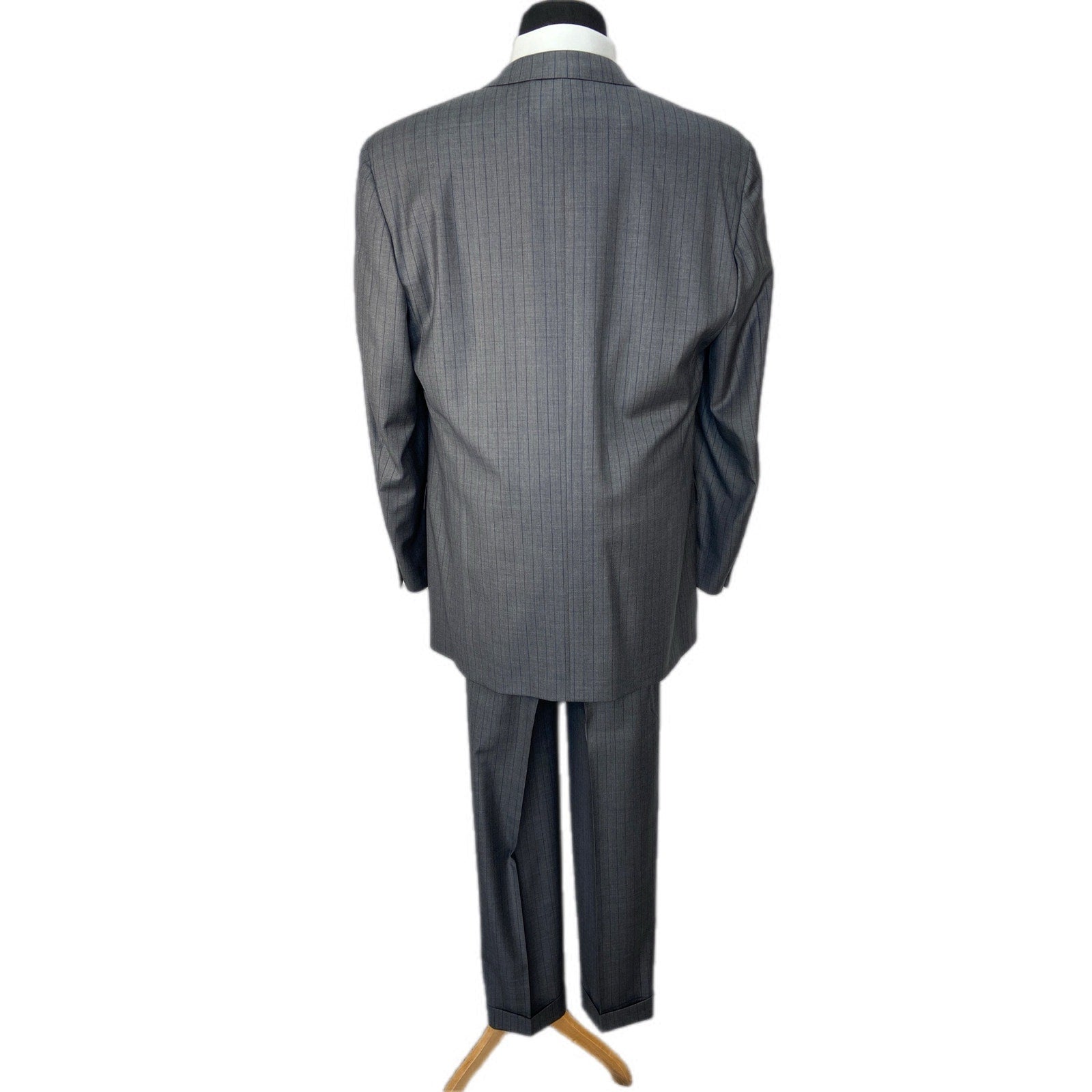 Carl Sterr Wool Gray Pinstripe Notch Lapel Two Button Suit - Men's Size 43XL