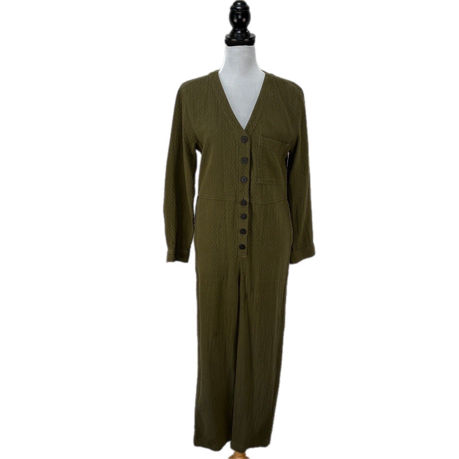 Madewell Green Quilted Long Sleeve Jumpsuit - Women's Size M