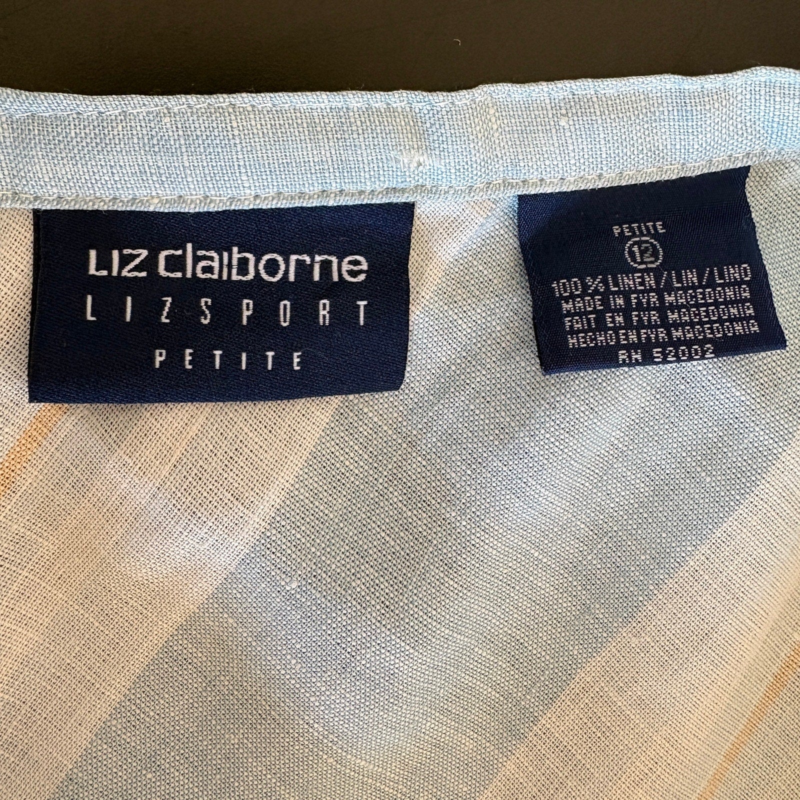 Vintage Linen Striped A Line Midi Skirt - Women's Size 12P