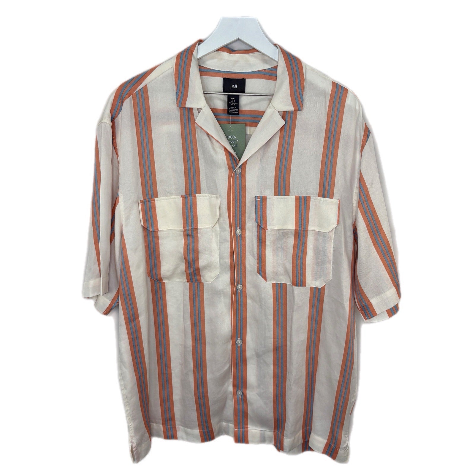 H&M Striped Resort Vacation Button Up Shirt - Men's Size L