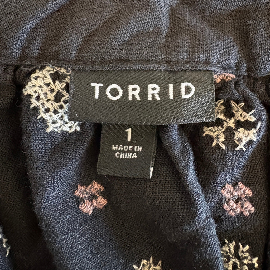 Torrid Boho Cross Stitch Peasant Top - Torrid Size 1 - Women's 14/16