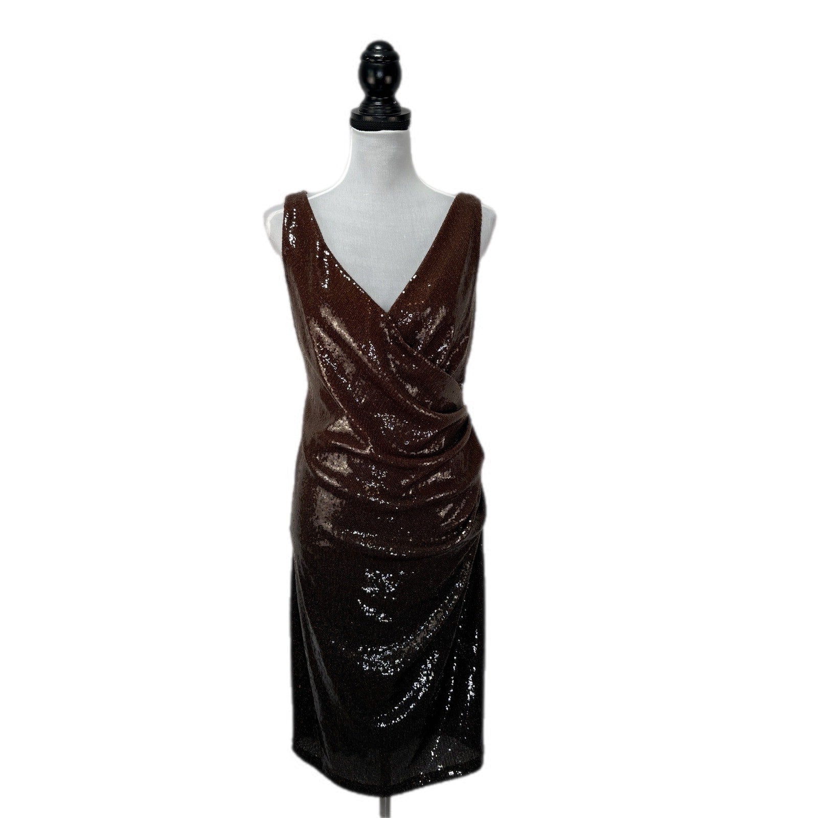 Donna Karan Brown Ombre Sequin Dress - Women's Size 10