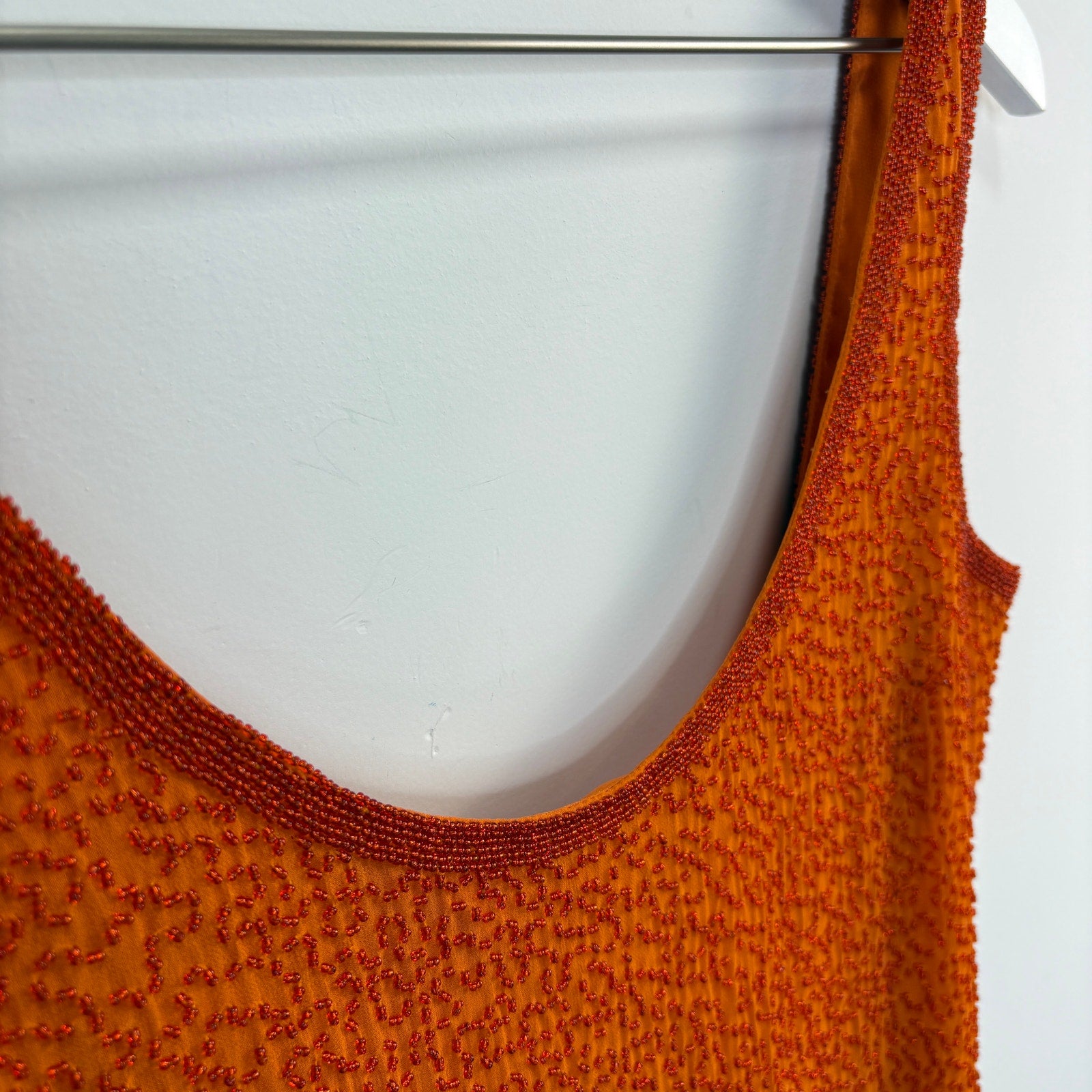 Copied - Vintage Orange Silk Beaded Cocktail Dress - Women's Size 8