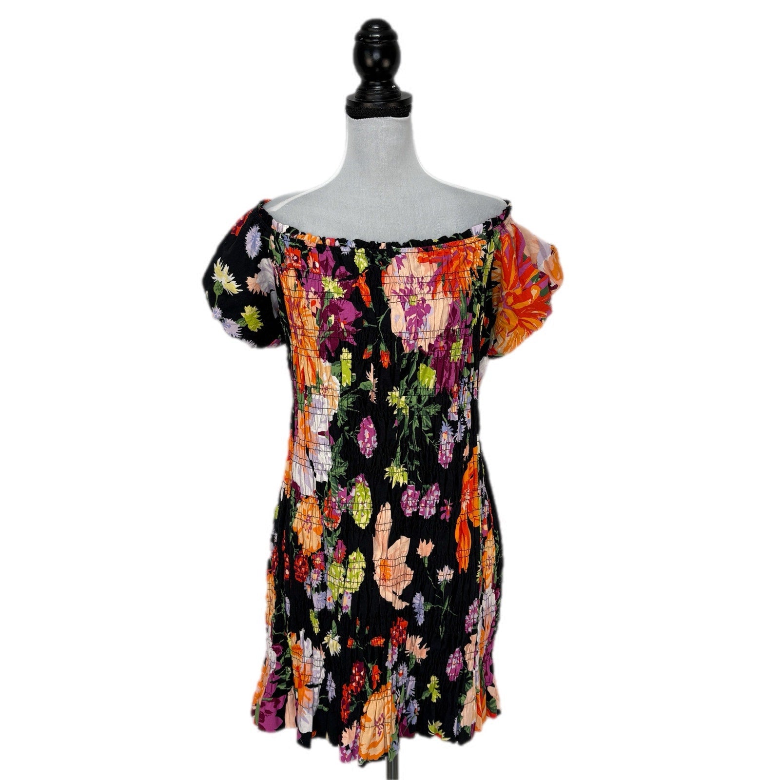 Bright Floral Stretchy Off Should Dress NWT - Women's XL