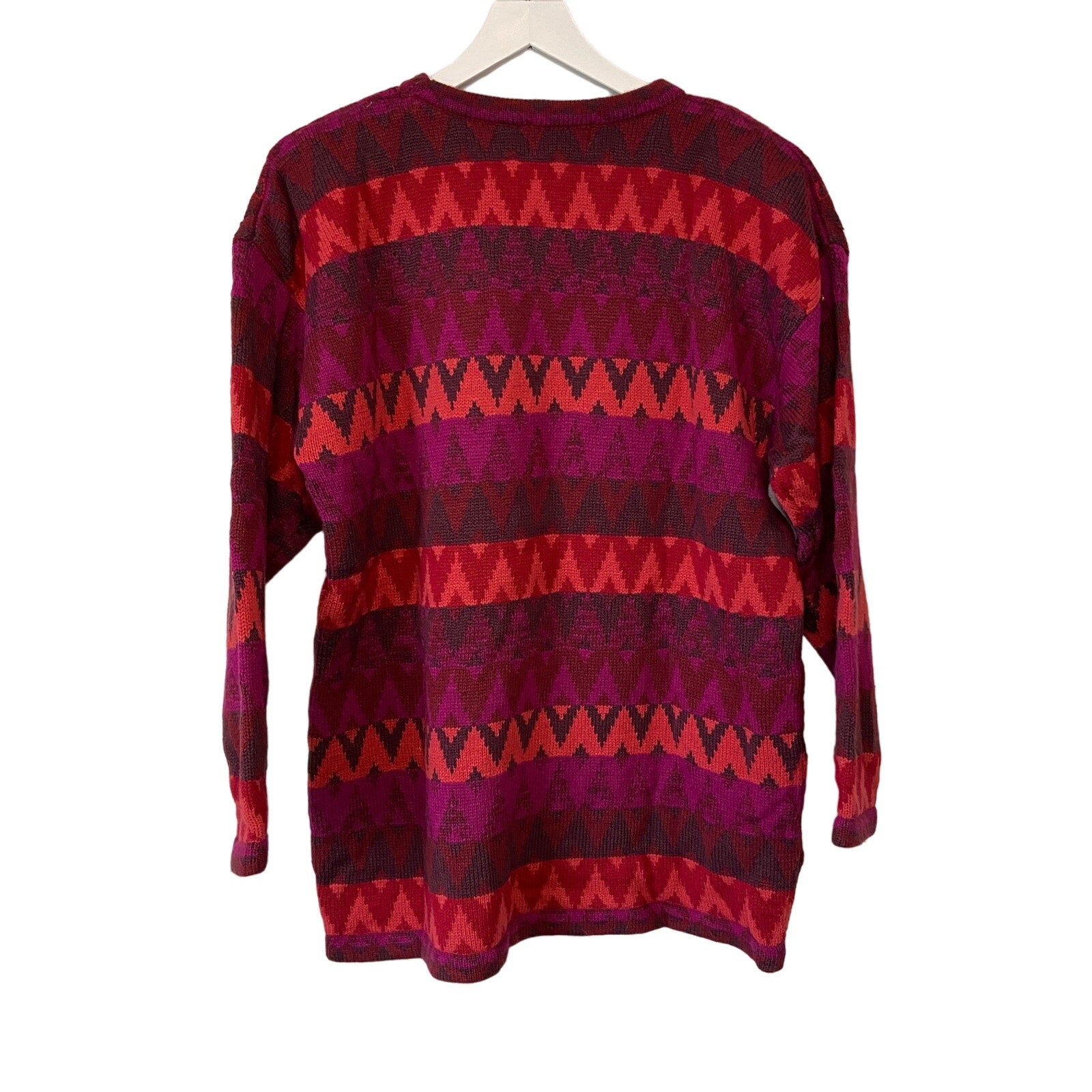 Vintage Triangle Pattern Longer Crewneck Sweater - Women's Size L