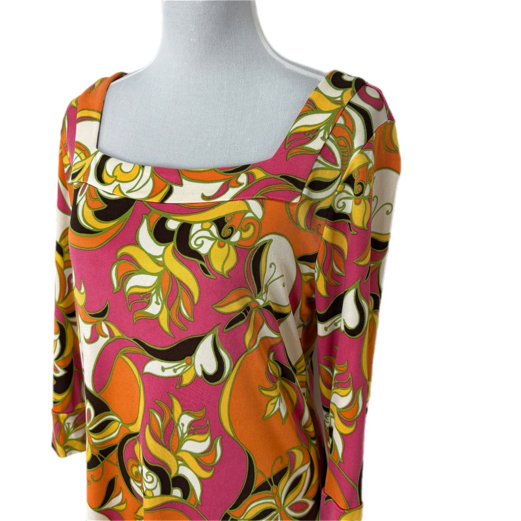 Lilly Pulitzer Silk Retro Square Neck Sheath Dress - Women's Size 14
