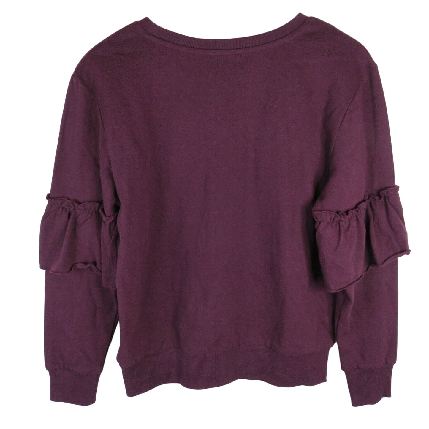 14th & Union Burgundy Ruffled Crewneck Shirt - Women's Size Small