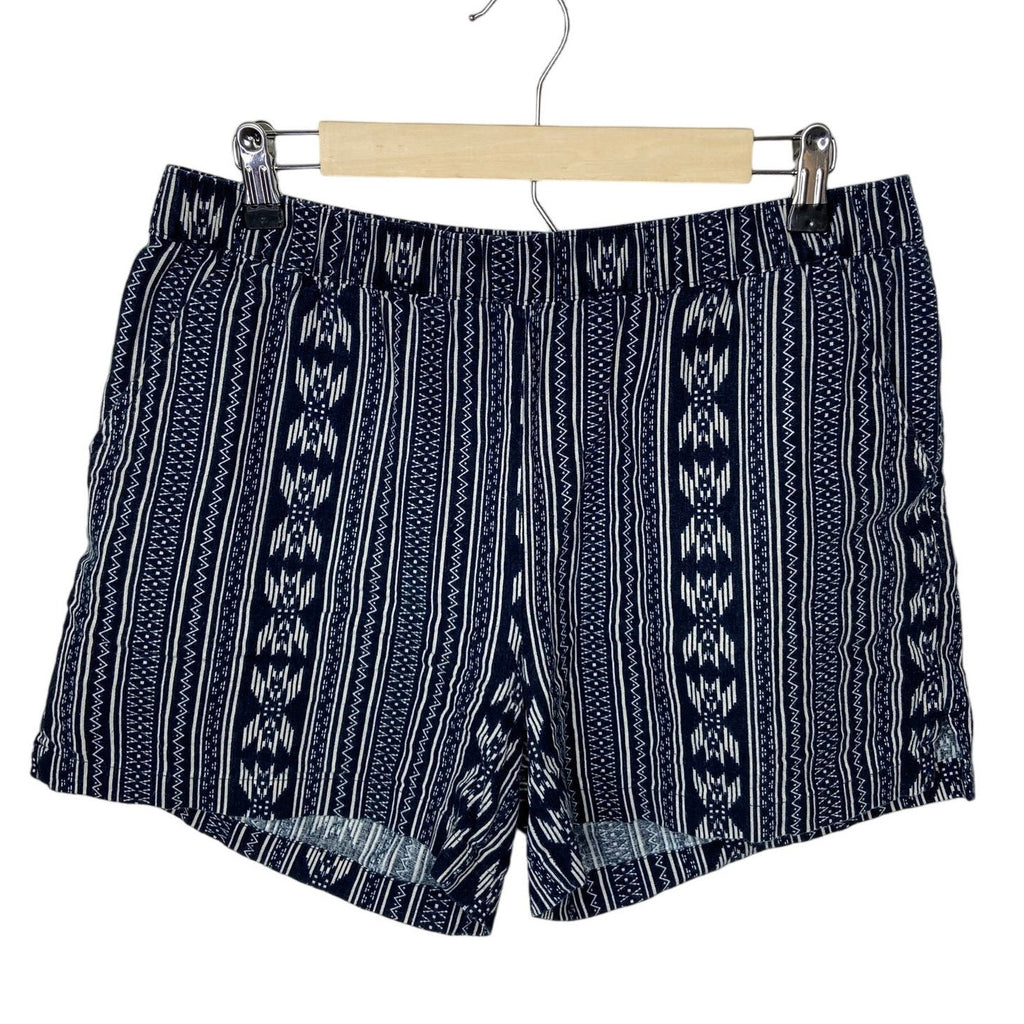 Weatherproof Washable Linen Patterned Stretch Waist Shorts - Women's Size M